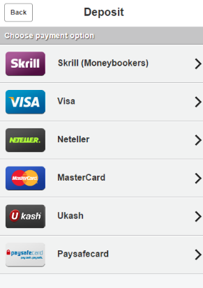 Betsson Credit Card Selection Page